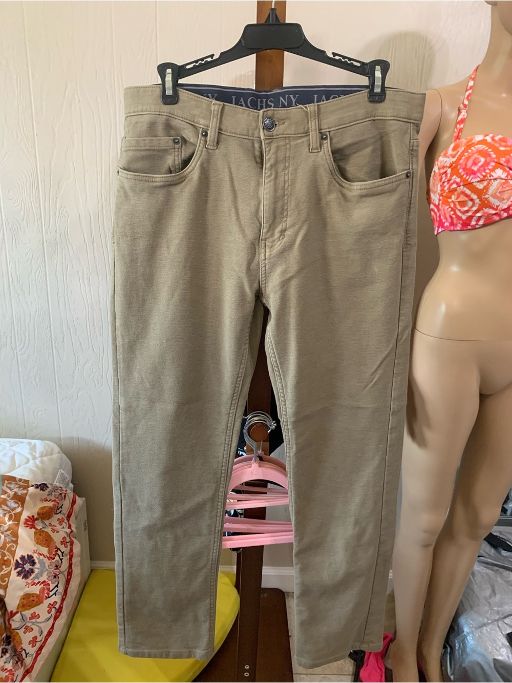Jachs Men's Olive/Tan Straight Leg Chinos